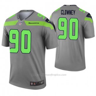 Camiseta NFL Legend Seattle Seahawks 90 Jadeveon Clowney Inverted Gris