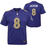 Camiseta NFL Game Nino Baltimore Ravens Lamar Jackson Violeta Color Rush