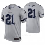 Camiseta NFL Legend Dallas Cowboys 21 Ezekiel Elliott Inverted Gris