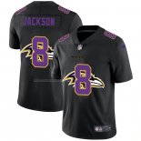 Camiseta NFL Limited Baltimore Ravens Jackson Logo Dual Overlap Negro